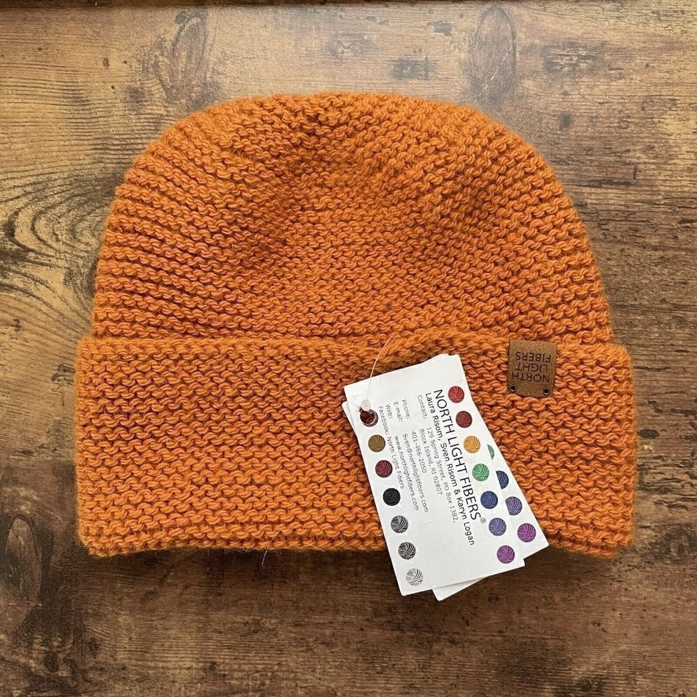 North Light Fibers Womens Sophia Slouch Hat One Sz Orange Hand Knit Winter $65